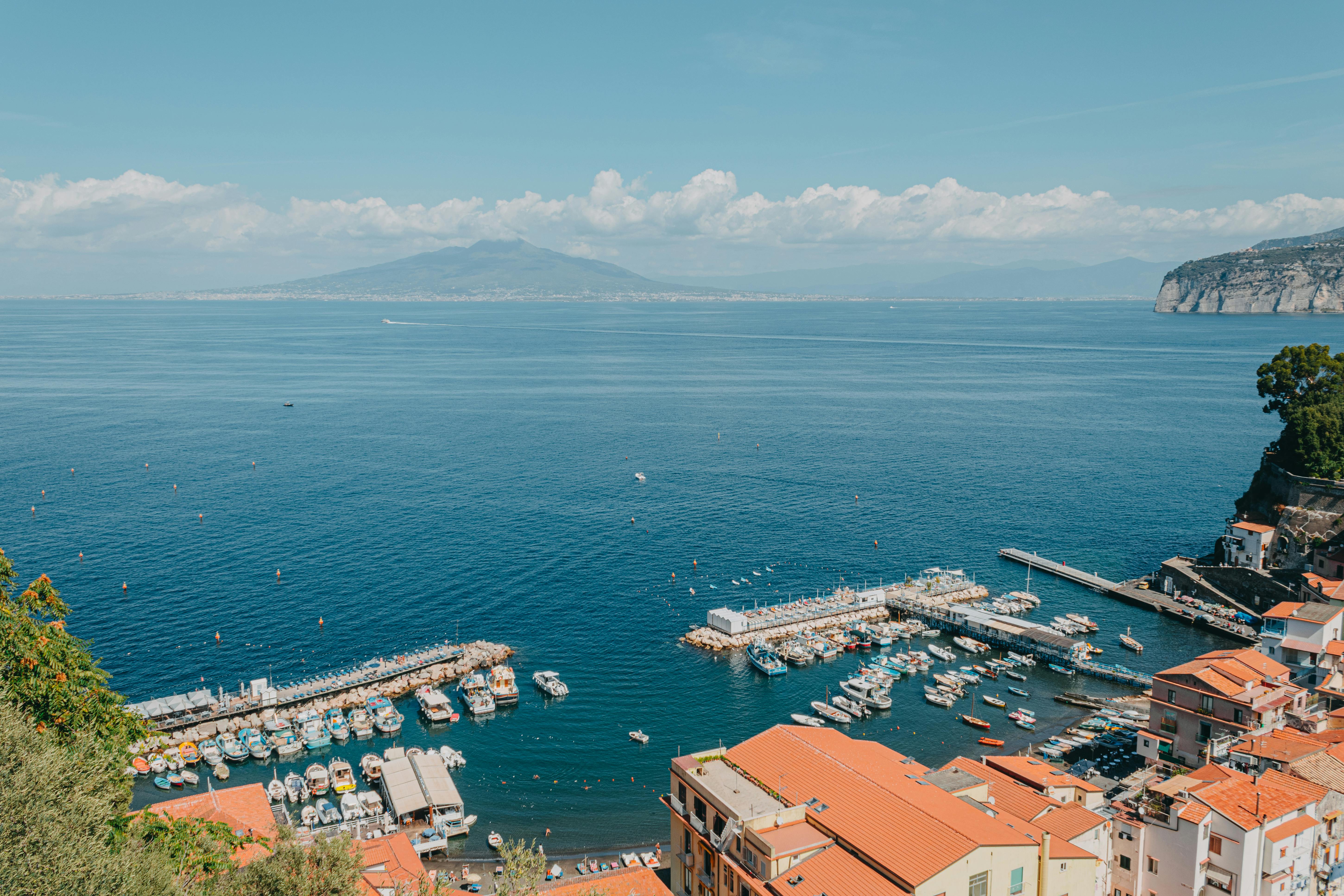 Il Vesuvio e la costa del Golfo di Napoli, paesaggio tipico delle zone vinicole campane.