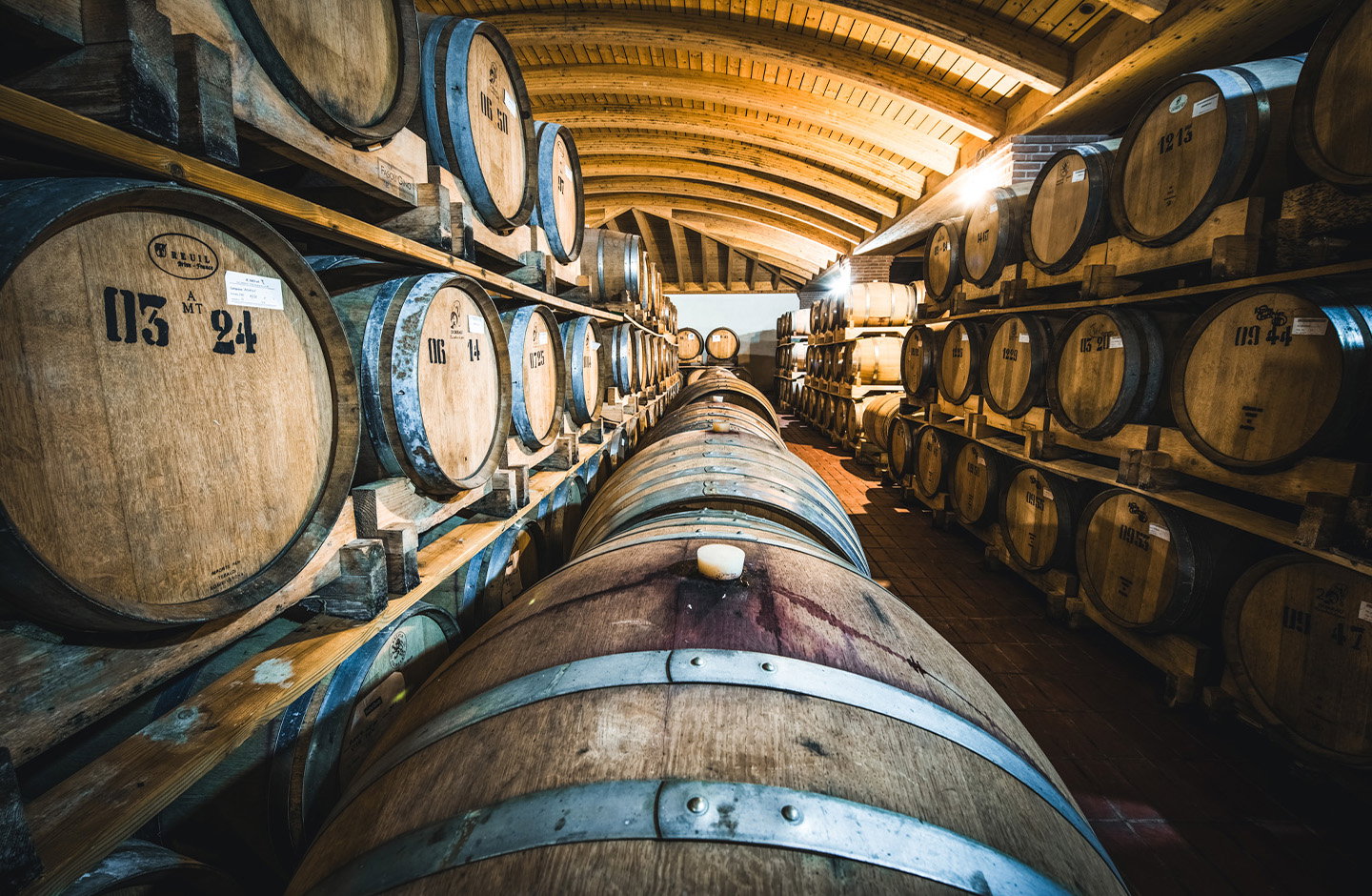 Botti in legno per l'affinamento del Valpolicella Ripasso DOC nelle cantine veronesi