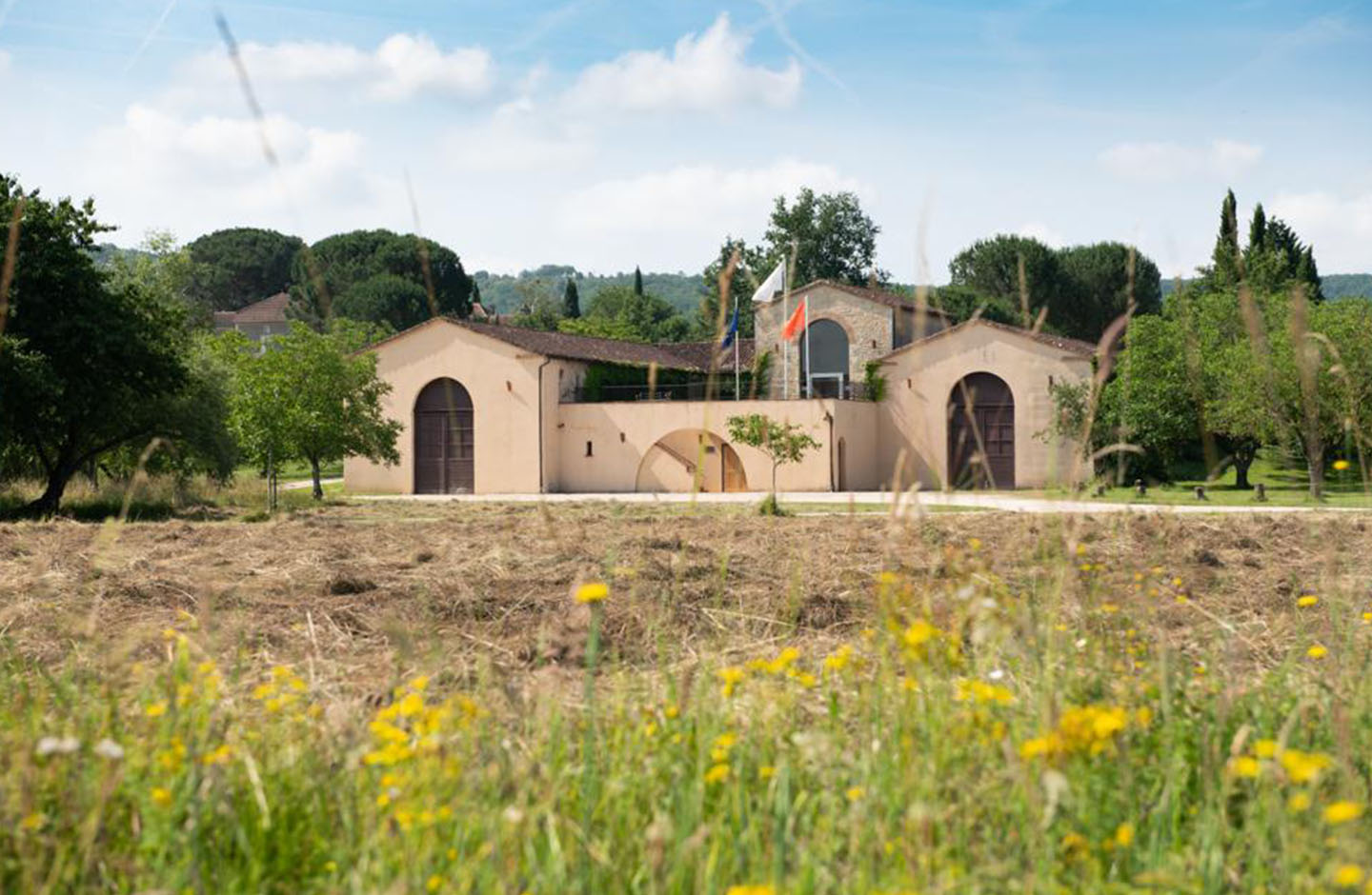 Cantina immersa nel verde nella regione di Cahors, patria del vino Malbec del sud-ovest francese