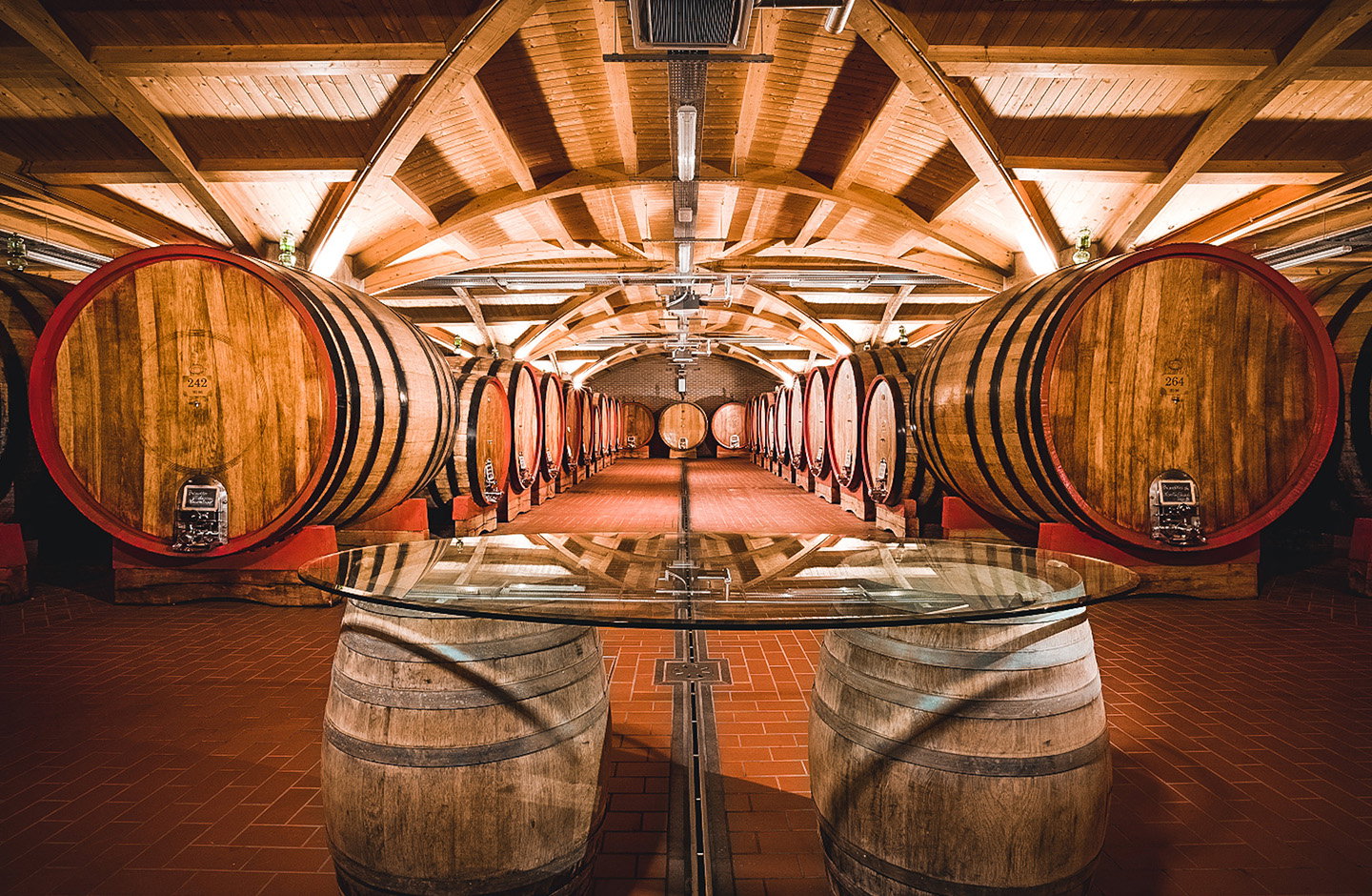 Botti di rovere nella cantina di Montalcino