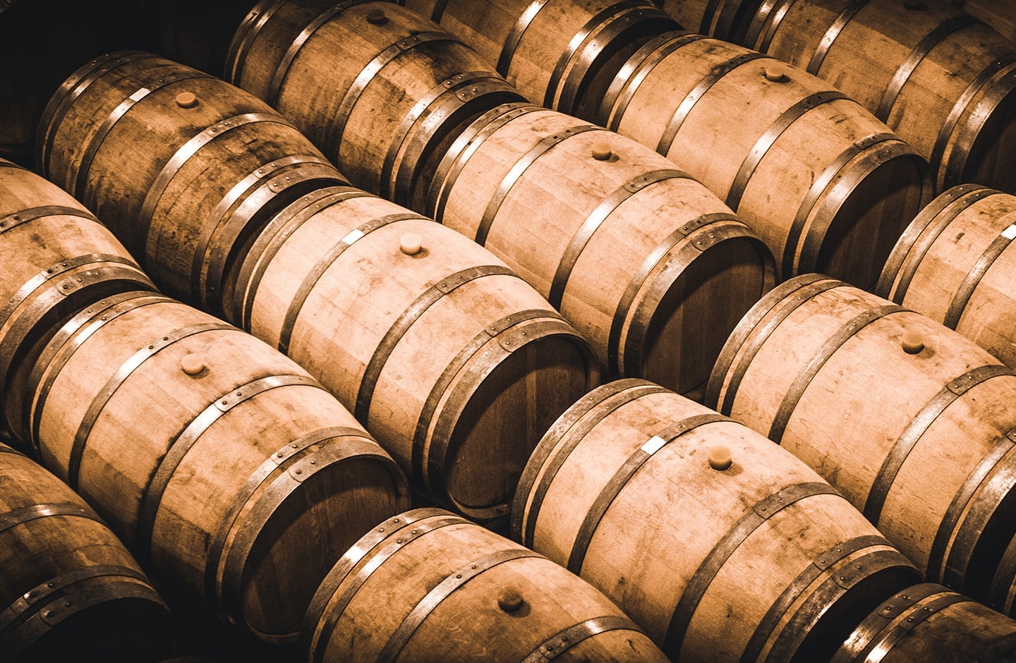 Botti in rovere per l'affinamento del vino nei caveau della Borgogna, culla dei grandi Pinot Noir e Chardonnay